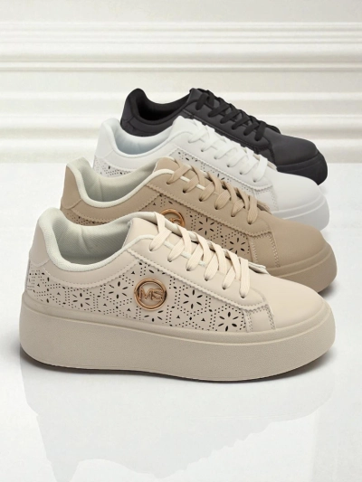 Aurelia Beige Platform Sneakers Royalfashion Eco Leather