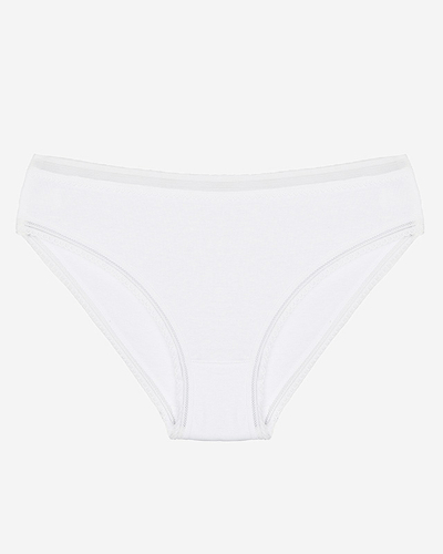 Women's White Cotton Plain Lace Briefs - Underwear