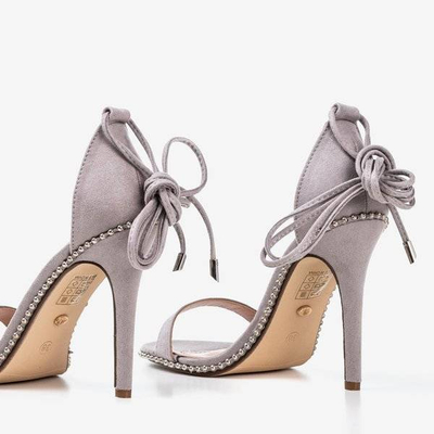 Gray tied sandals on a high heel Taya - Footwear 1