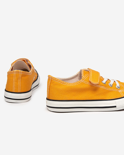 Mustard sneakers for girls with Velcro Finso - Footwear