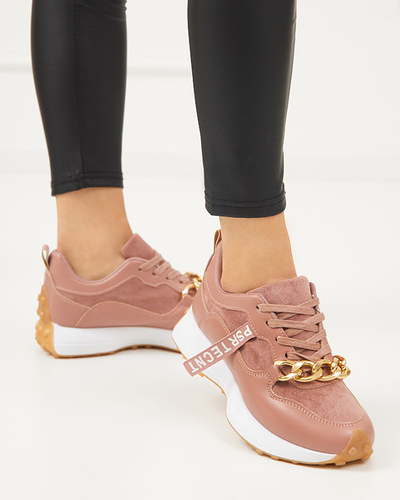 Pink women's sports shoes with a gold chain Nerika - Footwear