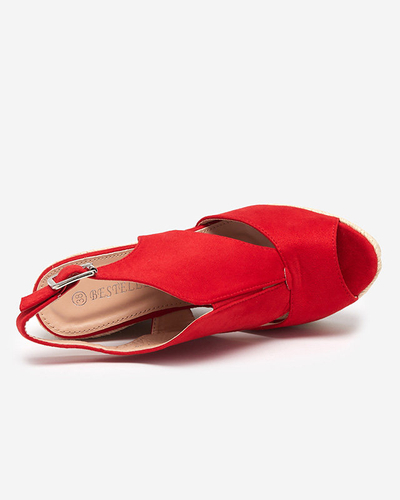 Sarkanas eko zamšādas sieviešu sandales Devof - Footwear