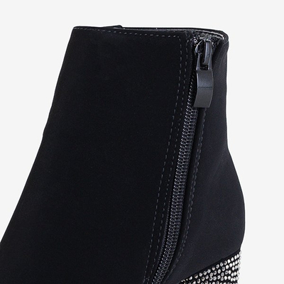 Black women's boots on a post with cubic zirconia Wilpa - Footwear