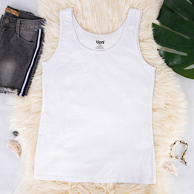 Balts sieviešu T-krekls ar plecu lencēm PLUS IZMĒRS - Apģērbs