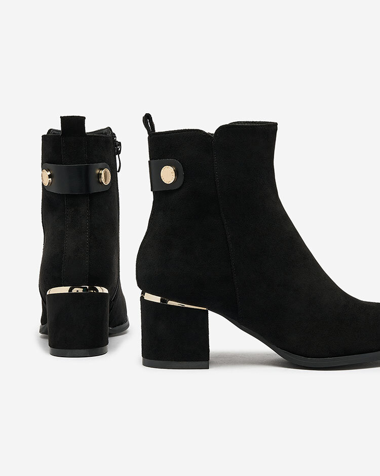 Royalfashion Women's low stiletto boots in black Dogdas