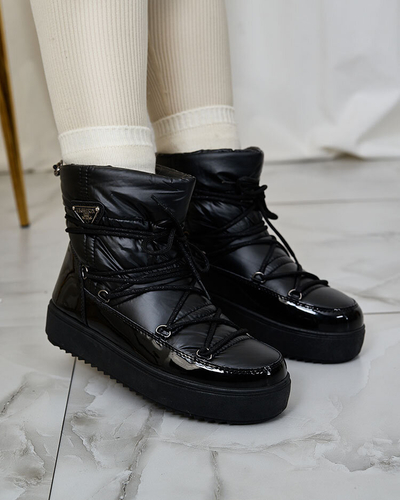 Royalfashion Женские ботинки-слипы a'la snow boots черного цвета Nevsone