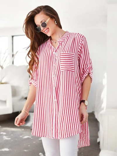 Royalfashion Viskozes garš sieviešu svītrains krekls