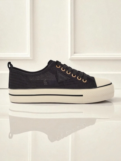 Melania Nero – damskie trampki z tkaniny mesh na płaskiej podeszwie 3cm