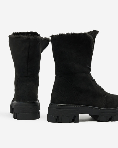 Royalfashion Black women's lace-up boots Cavenma