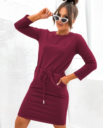 Royalfashion Sieviešu kleita līdz ceļgaliem, izgatavota no auduma