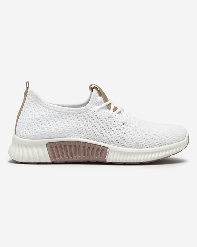 Balti sieviešu sporta apavi ar brūniem ielaidumiem Kedeti - Apavi