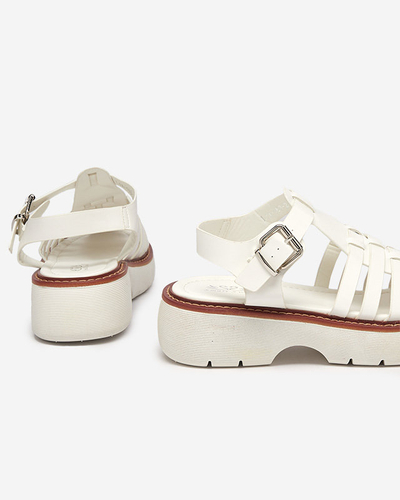 OUTLET Women's white sandals on a massive Leteris sole - Footwear