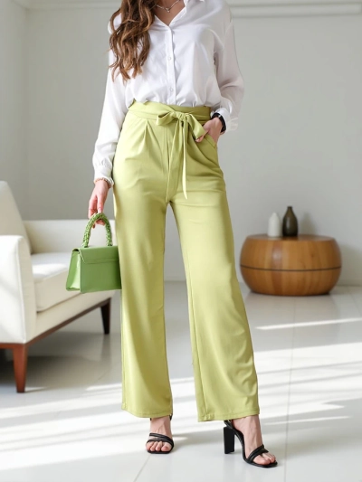 Royalfashion Wide women's trousers with a belt