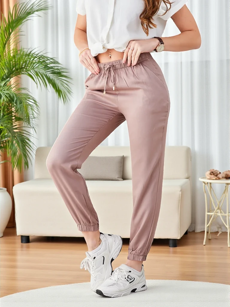 Pantaloni in Eleganza Lyocell Marrone
