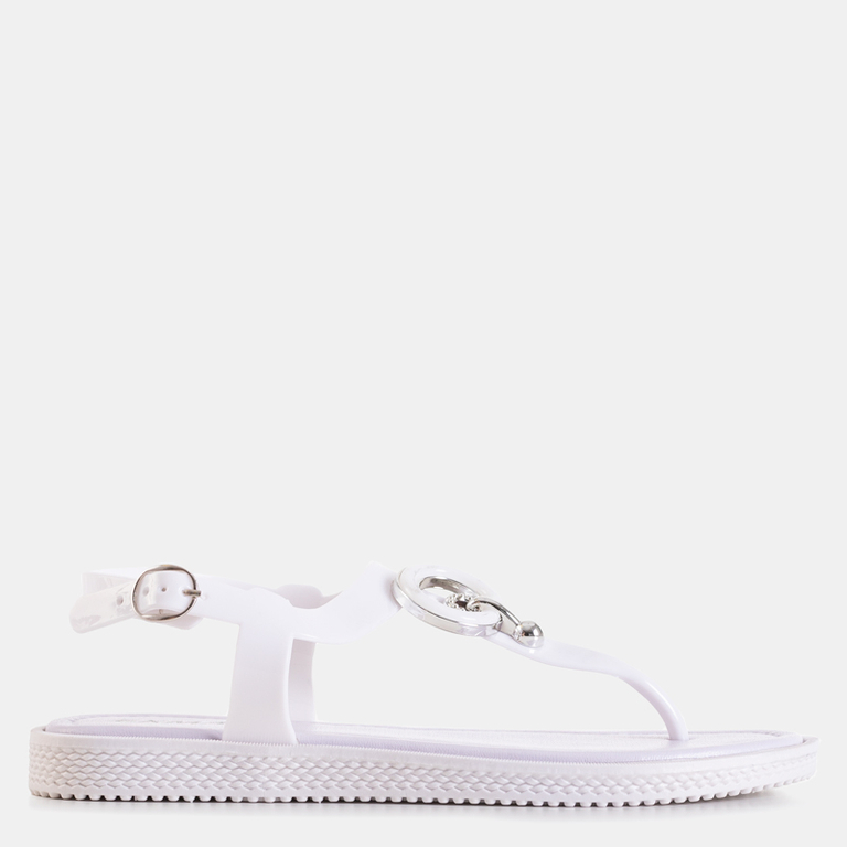 White women's sandals a'la flip flops with ornament Dosala - Footwear