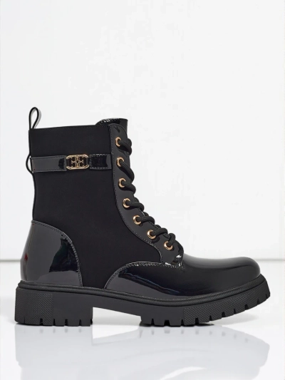 Lace-up ankle boots made of matte and patent eco-leather Alvinea