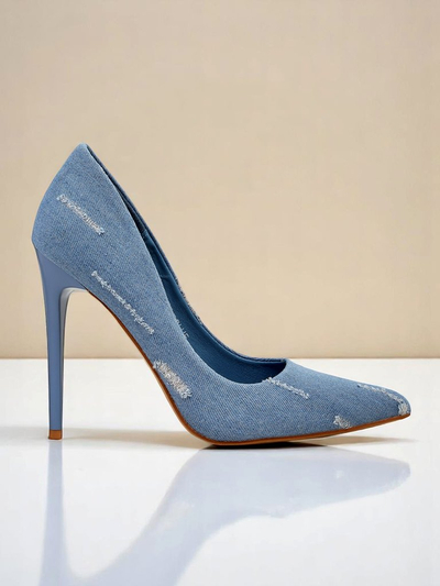 Royal Fashion Women's Denim High Heel Pumps