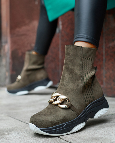 Sieviešu zaļie siltinātie zamšādas zābaki Cuzitta- Footwear