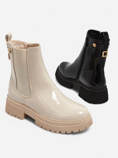 Lakierowane Botki damskie eko skórzane Calebi