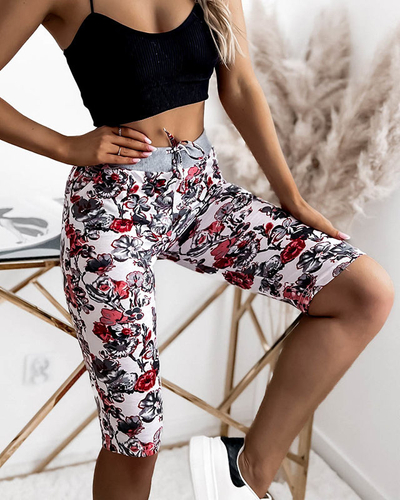 Royalfashion Женские шорты 3/4 белого цвета с цветами PLUS SIZE