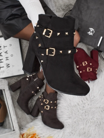 Nova Eleganza Botki na Słupku z Złotymi Elementami