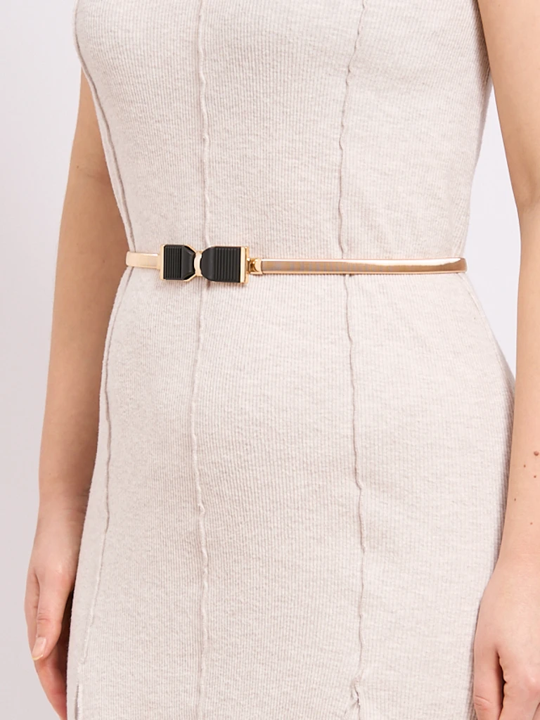 Золотой женский ремень Livia с металлической пряжкой-бантиком в стиле Romano