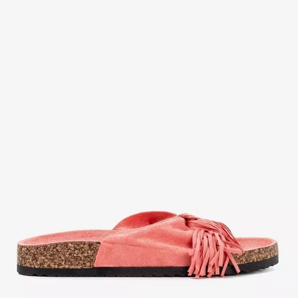OUTLET Women's coral slippers with Amassa fringes - Footwear