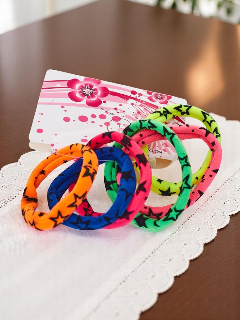 Royalfashion 6 krāsainu Starina matu gumiju komplekts ar zvaigznītēm