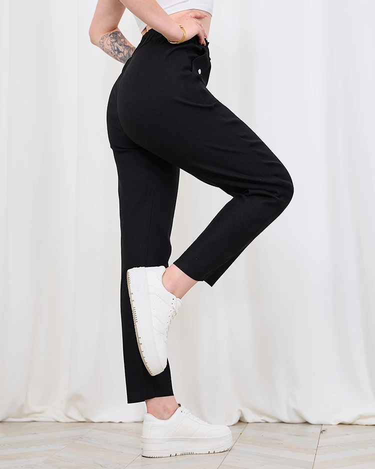 Royalfashion Black women's straight fabric pants