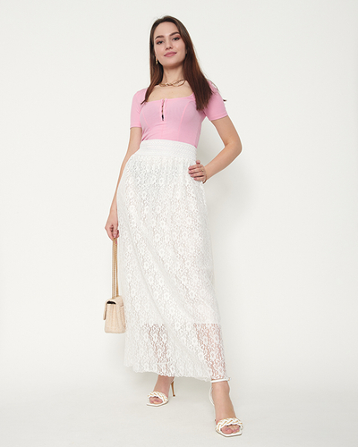 Women's white lace midi skirt - Clothing
