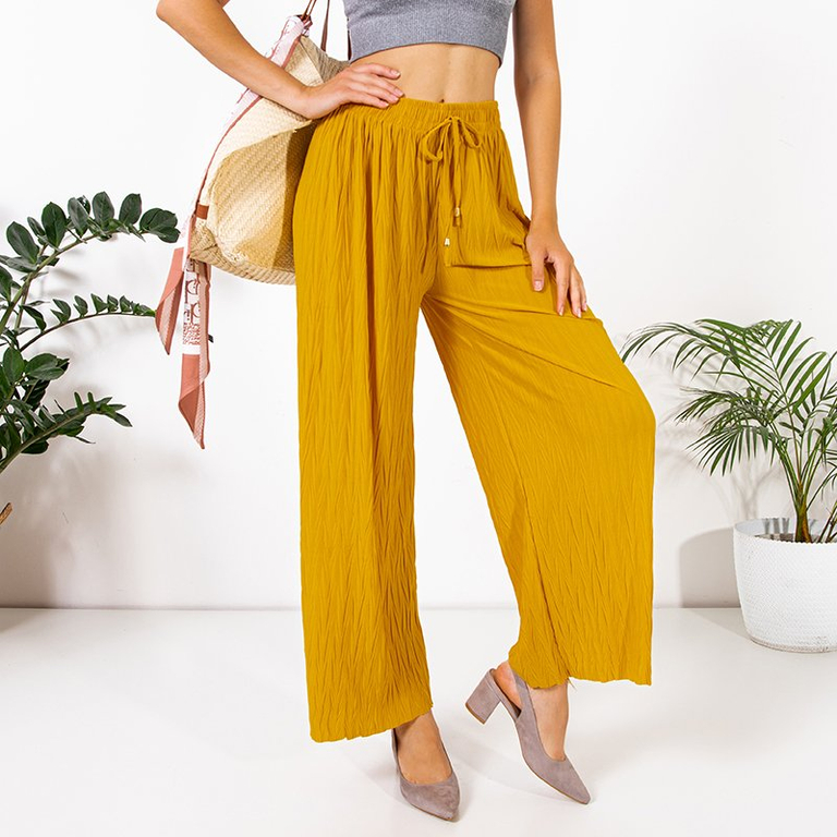 Loose yellow knitted palazzo trousers - Clothing
