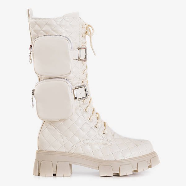 Bēšas krāsas zemi zābaki ar stepētu virsmu Tepani - Apavi