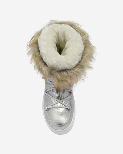 Sudraba krāsas sieviešu sniega zābaki ar kažokādu Lilitsa- Footwear