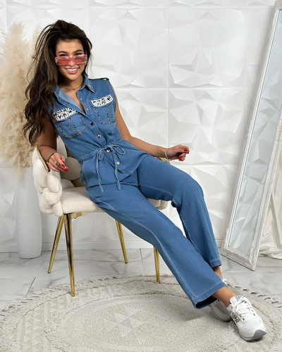 Royalfashion Sieviešu uzvalks ar cirkoniem un pērlēm