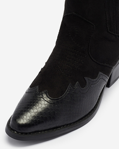 Black cowboy boots on a low post Zirras- Footwear