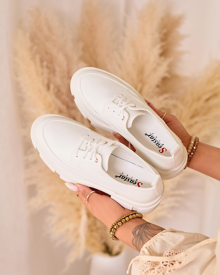 Royalfashion White Women's Solid Sole Trendy Chunky Half Shoes