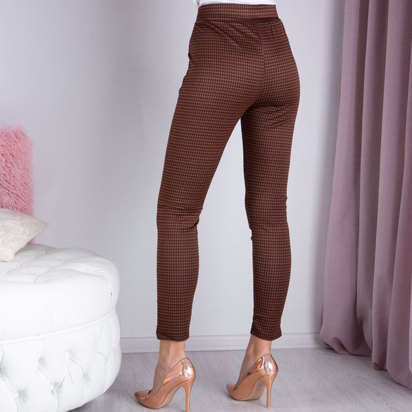 Brown and black houndstooth pants - Trousers 1