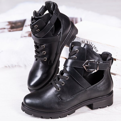 Black boots with flat heels Locca - Footwear 1