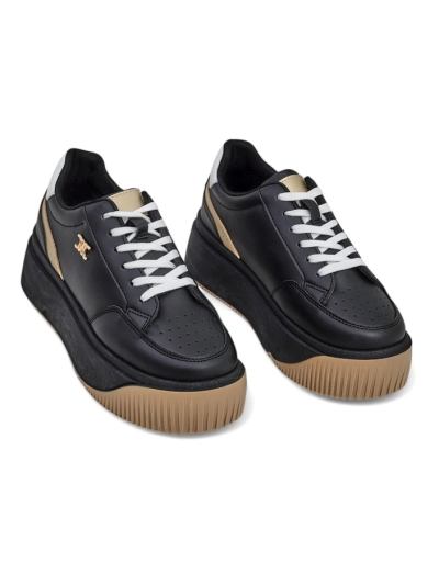 Lav sneakersy Hypatia Nero ze skóry ekologicznej na platformie 5 cm