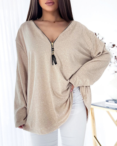 Royalfashion Women's oversize blouse in beige