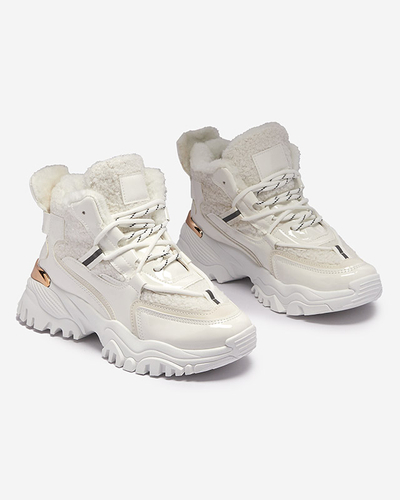 Balti sieviešu sporta apavi ar kažokādu Sagglo- Footwear