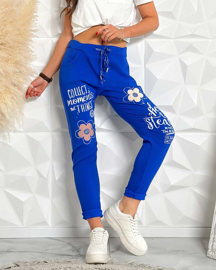 Royalfashion Women's fabric pants with lettering