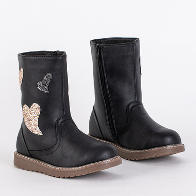 Black children's boots with hearts Herri- Footwear