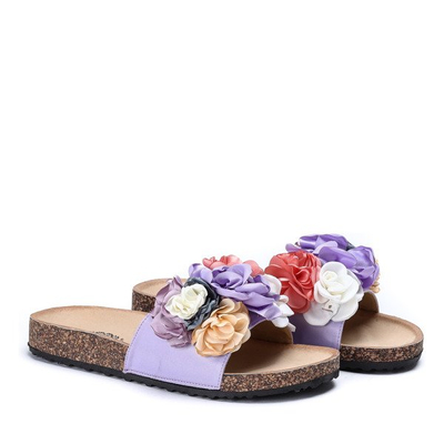 Purple flip-flops with decorative flowers Vilena - Footwear 1