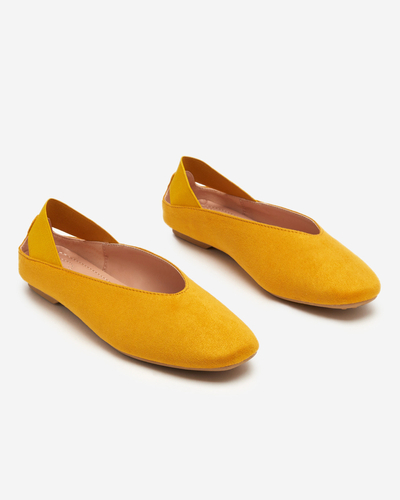 Yellow women's ballerinas with a square toe Lojara - Footwear