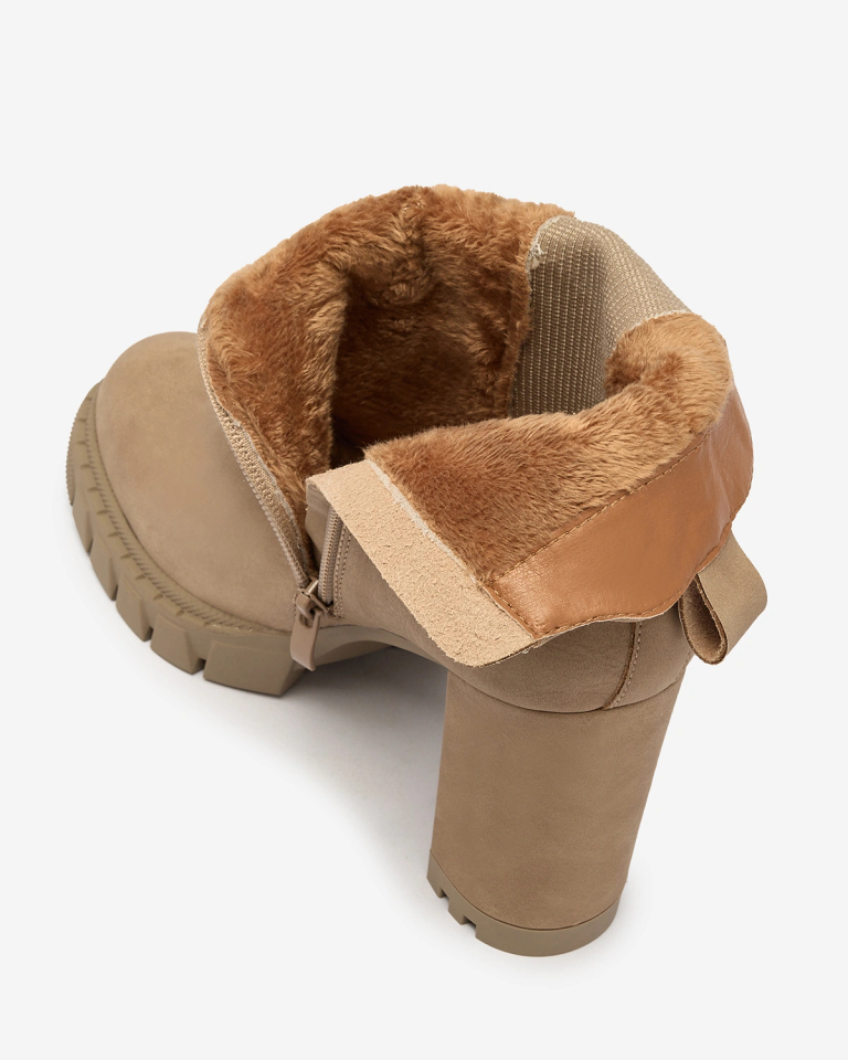 Royalfashion Светло-коричневые женские сапоги на высоком каблуке Seihay