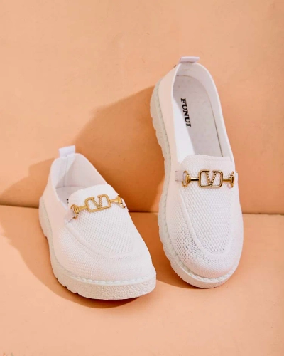 Royalfashion Женские тканевые мокасины с золотым украшением Erticae