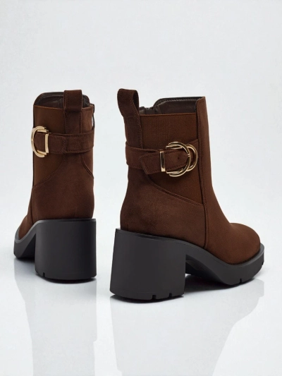 Women's Eco Suede Block Heel Ankle Boots Solenya