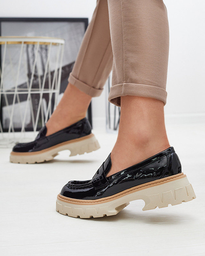 Melni lakoti mokasīni sievietēm Mewira - Apavi