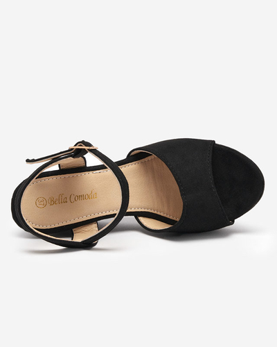 OUTLET Melnas sieviešu sandales uz ķīļa Nalem - Footwear